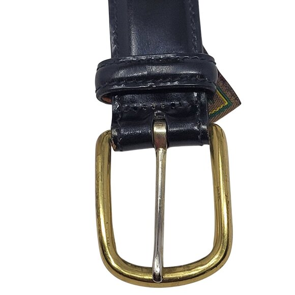 Trafalgar Black Cortina Leather Belt Mens 30 Handmade USA Brass Buckle Timeless - Picture 2 of 12